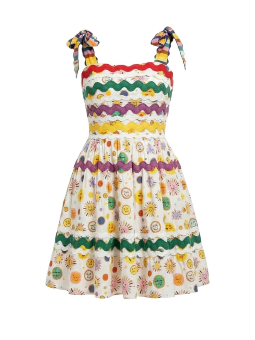 CeliaB Suhail Sun Moon Celestial White Ribbon Ruched Scallop Trim Mini Dress XL